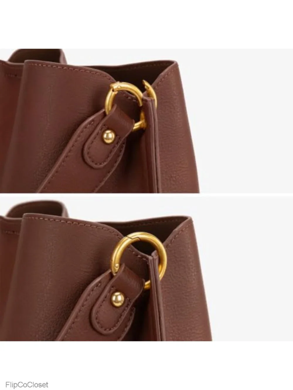 Medium Faux Leather Hobo Shoulder Bag with 3 Compartments